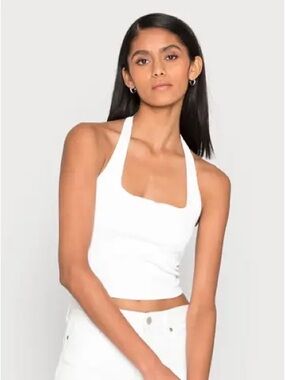 Abercrombie & Fitch White Halter Square-Neck Top